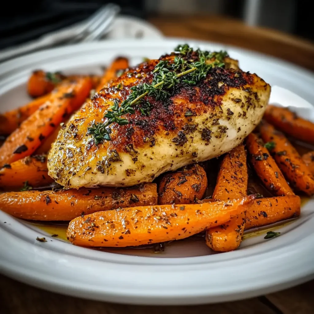 Honey Dijon Baked Chicken with Roasted Carrots | easy fall dinner