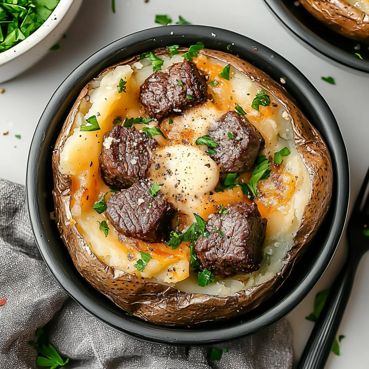 Loaded Baked Potato with Steak Bites